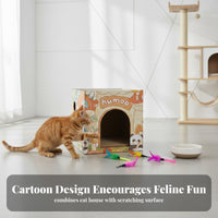 Long-Lasting 2-Level Cat Scratcher Protects Furniture Cardboard Cat Scratcher House Cozy Hideaway for Cats, Kittens, Indoor, Living Room