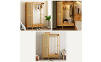 Wardrobe with Drawers Boho Garment Rack with Cabinet Versatile Freestanding Closet System for Entryway