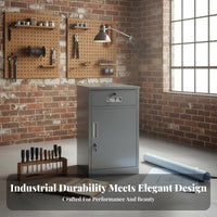 Bedside Nightstand Cabinet Stainless Steel Storage Cabinet Sturdy and Metal Nightstand Locker for Bedroom, Balcony, Garage