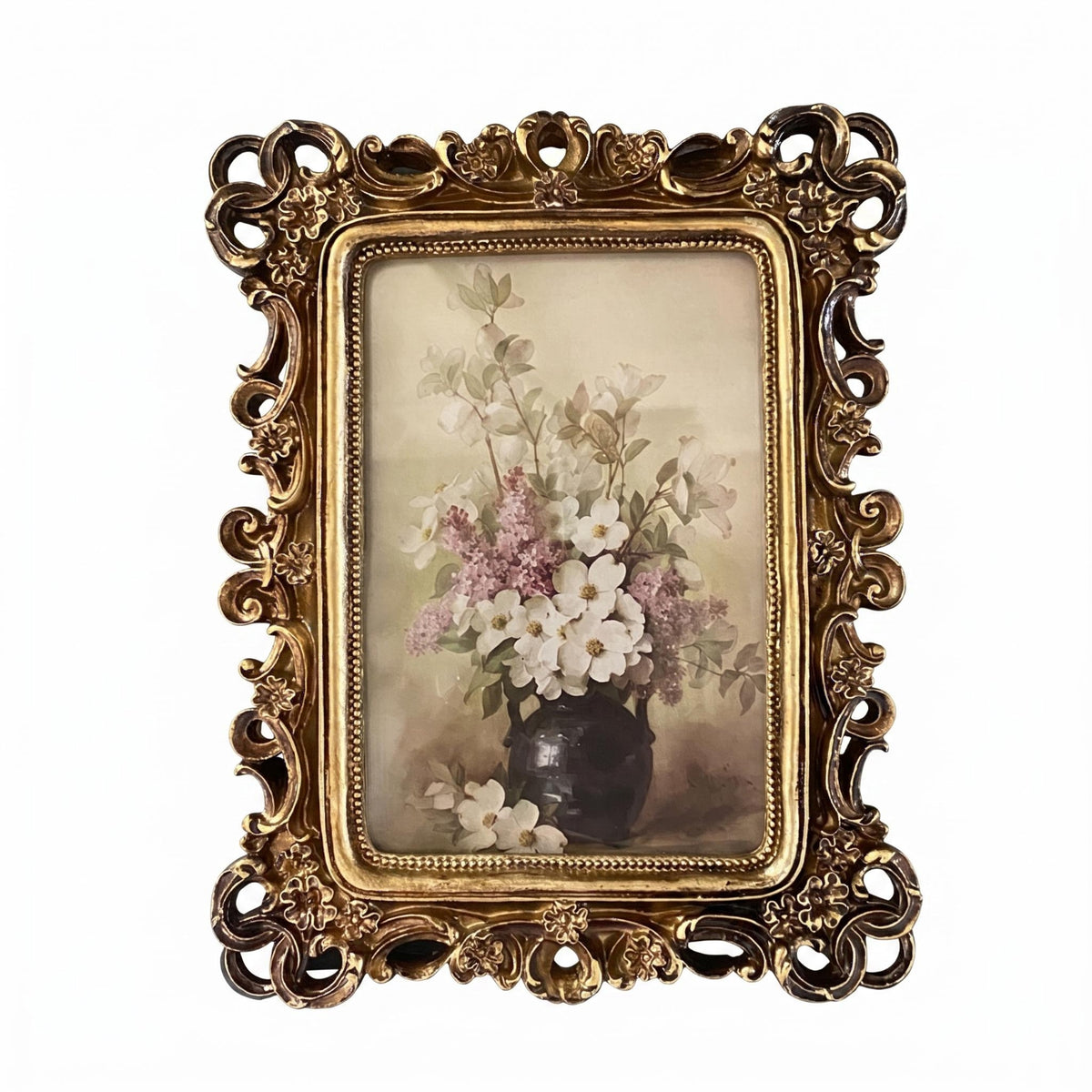 Vintage Resin Frame Embossed Ornate Wall Frame Gold-Toned