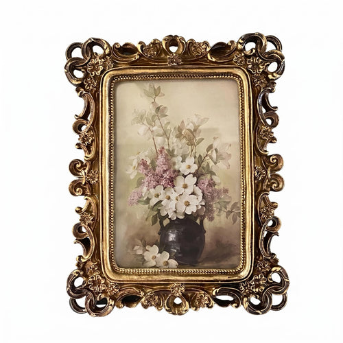 Vintage Resin Frame Embossed Ornate Wall Frame Gold-Toned