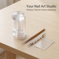 Nail Stamp Tool, Rotatable and Adjustable Size Silicone for Manicure and Decoration, Transparent Kit