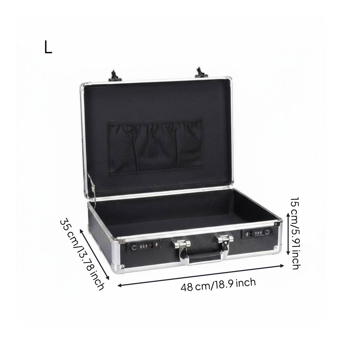 Combination Lock Case Keyless Security Aluminum Briefcase Metal Frame for Office