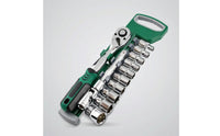 13 Pieces Reversible Socket Wrench Set with Quick Ratchet Handle Polished Socket Wrench Set with Universal Joint Compact Tool Manual for Mechanics