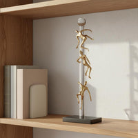 Climbing Man Statue Collectible Abstract Male Figurine Gold Finish for Bookshelf