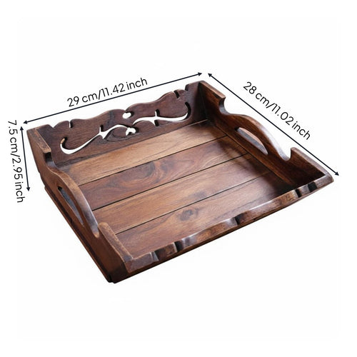 Beverage Tray Long-Lasting Wooden Tray Sleek Polished Surface for Living Room