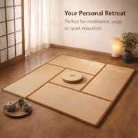 Tatami Floor Cushion Rush Grass Meditation Seat Cushion, Large Floor Pillow for  #variant:Dark Brown