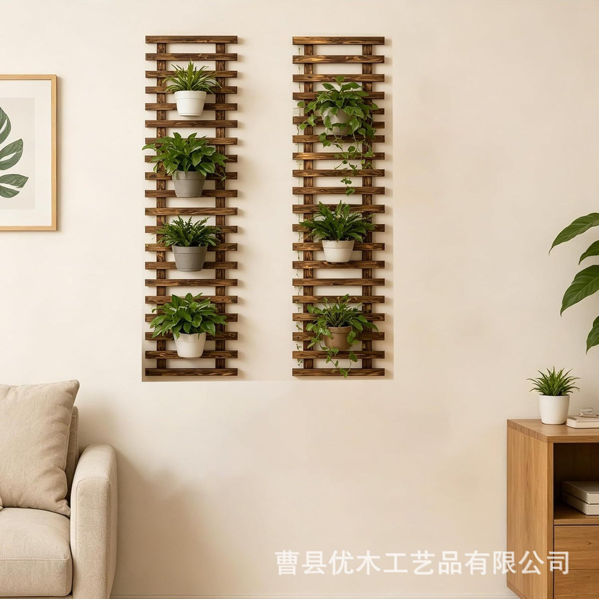 Wooden Wall-Mounted Plant Holder for Indoor/Outdoor Use