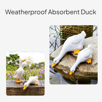 Resin Duck Drinking Statue for Garden Pond Decor