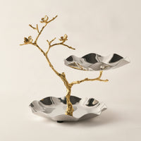 Serving Stand with Bowls Decorative Two-Tier Serving Platter Stable Two-Tier Fruit Bowl for Hosts