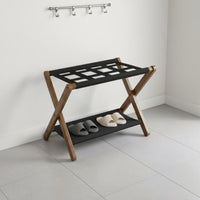 Wooden Luggage Rack Space Saving Folding Luggage Rack No Assembly for Bedroom