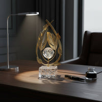 Gold Foliage Crystal Ball Ornament Minimalist Crystal Ball Table Ornament Handmade Metal Leaf for TV Cabinet