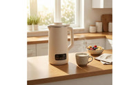 Compact Electric Soy Milk Appliance White Soy Milk Machine Cylindrical Blended Drink Appliance Side Handle