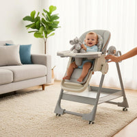 Removable Tray 2-in-1 Convertible High Chair Easy to Clean Adjustable Reclining High Chair Soft Padded Cushion Multi-Functional Toddler Seat 5-Point Harness for Babies, Toddlers, Infants