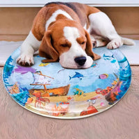 Inflatable Pet Cooling Mat Ocean-Themed Water-Filled Sensory Bed Thickened