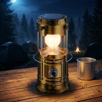 Rechargeable Lantern with Solar Panel Compact Emergency Lantern Hand-Crank Light for Travelers