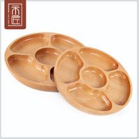 Beech Wood Five-Compartment Snack Tray