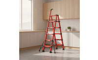 Non-Slip Telescopic Step Ladder with Handrail Compact Ladder with Handrail Stable Lightweight for Homeowners, DIYers, Closet