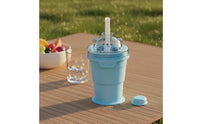 Foldable Ice Sphere Cup Portable Drinkware Straw Hole for Party