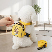 Small Dog Harness and Cat Harness Vest with Backpack, Adjustable Polyester Pet Walking Gear for Travel, Outdoor Not Retractable Pet Harness