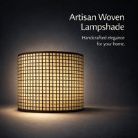 Woven Lampshade for Table Lamp, Cylindrical Lamp Shade Soft Light, Table Lamp Li #variant:Grid pattern