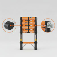 Telescopic Ladder with Hooks Heavy-Duty Ladder Aluminum for Homeowners, Contractors, Home Maintenance, Outdoor Work