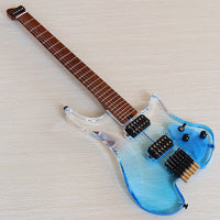 30-inch Headless Acrylic Electric Guitar with Blue Gradient