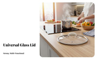 Universal Glass Pot Lid Anti-Scald Handle Universal Pan Lid Steam Vent Replacement Cookware Cover for Kitchen
