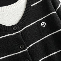 Womens Tops Striped Long Sleeve Round Neck Sweater for Casual Wear, UK Fake Two Piece Design, Plus Size Loose Fit for Leggings