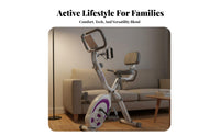 Space Saving Foldable Exercise Bike Quiet Operation Folding Exercise Bike Adjustable Padded Seat Foldable Indoor Cycle LED Display for Seniors