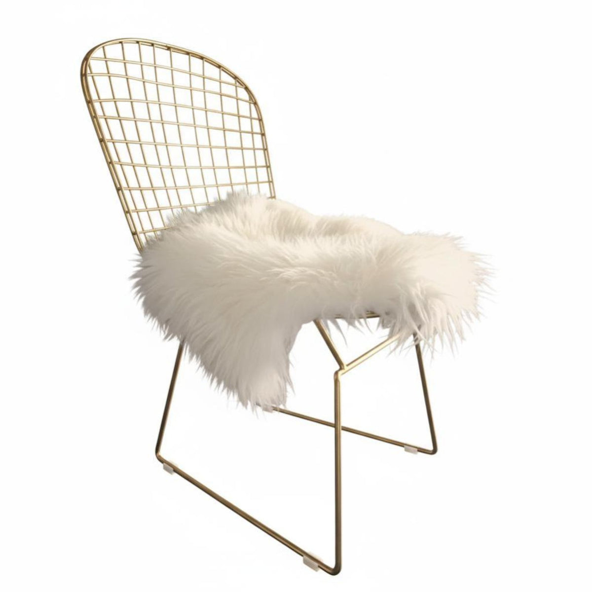 Wire Mesh Armchair Nordic aesthetic Vanity Stool Gold-Tipped Legs for Adults, Guests