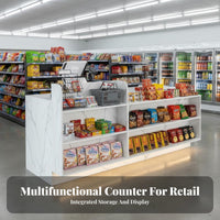 Retail out Counter Versatile Use Retail Counter with Display Shelves Sturdy Construction Convenience Store Wrap for Retailers, Lobby, Office