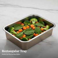 Tiramisu Form Pan Versatile Stainless Steel Food Pan Extra Thick Rectangular Stainless Steel Tray for Culinary Professionals, Caterers, Bakery