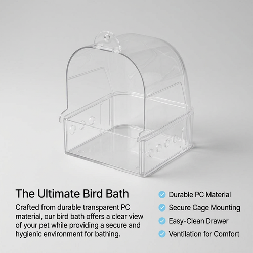 Bird Bath Cage Hanging Bathtub, Bath Cage Hooded Design, Supplies Parrot Bath Tub, Bird Bath Thicken - Image 2