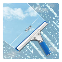 Window Glass Cleaning Squeegee Ribbed Grip Stainless Steel Squeegee Rust-Resistant Home Cleaning Tool