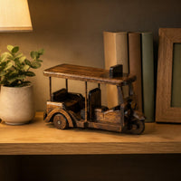Three Wheel Motorcycle Statue Highlight Piece Bike Sculpture Vintage Style Pedal Cycle Figurine for Study Room