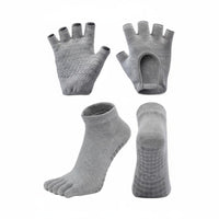 Non-Slip Pilates Socks and Gloves Non-Slip Stretching Gloves and grip Socks Set Breathable Exercise Accessories for Women, Yogis, Gym