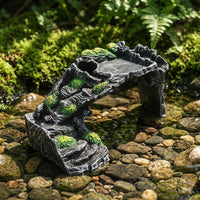 Multi-functional Reptile Hide, Turtle Basking Ledge, Textured Reptile Hide with Ramp, Resin Shelter for Aquatic and Terrestrial Environments
