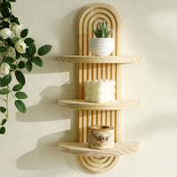 Creative Solid Wood Wall Planter Shelf with Oval Thread Multi-layer