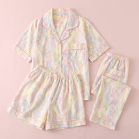 Ladies Pajamas for Sleeping and Loungewear Set for Women, Soft Cloud Short Sleeve 3-Piece Nightwear with and Pants