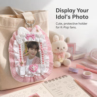 DIY Lace Plush Card Holder for 3-inch Photos and Badges, Ins-style Storage