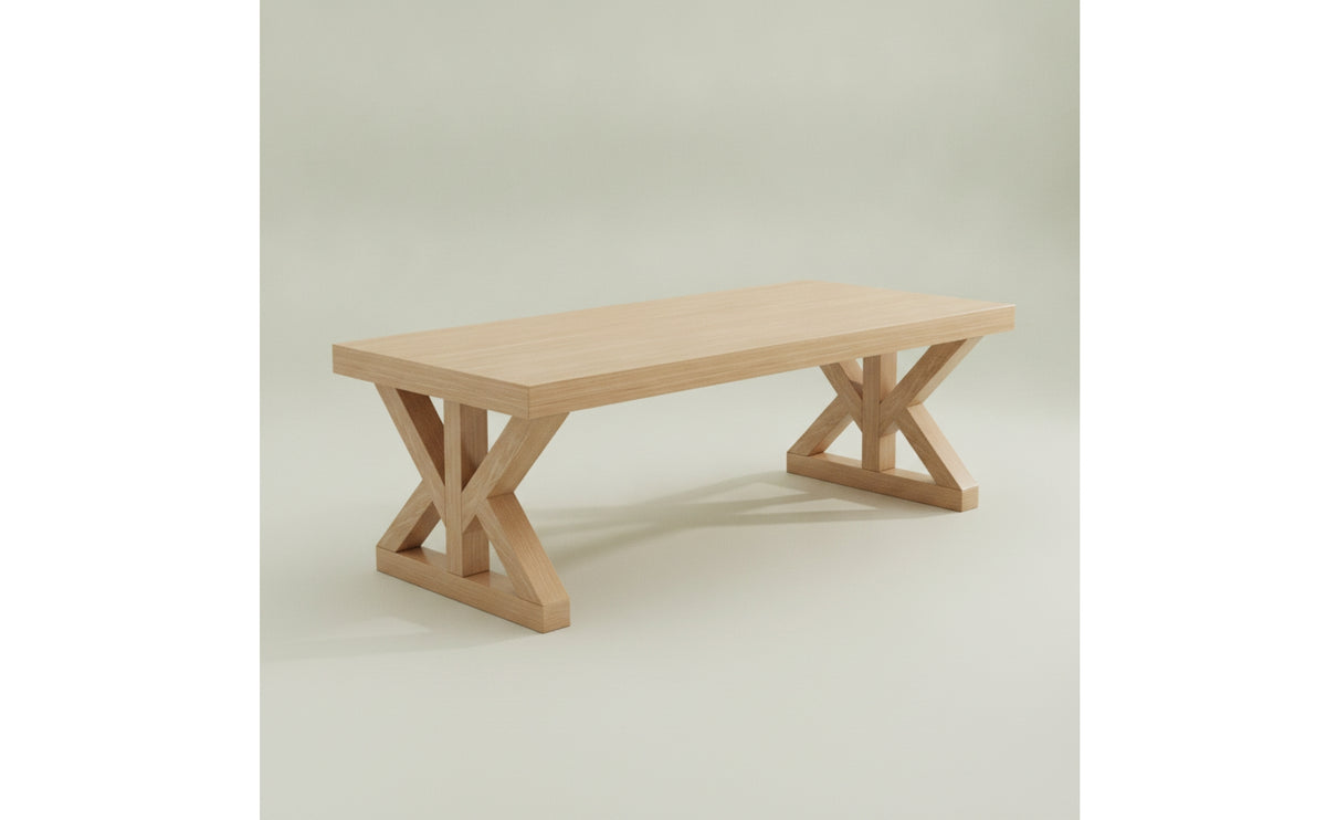Solid Wood Wooden Dining Table Minimalist Dining Table with X-Shaped Base Stable Furniture Long-Lasting for Families