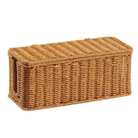 Cable Management Box Open Slots Rattan Cable Box Flat Lid Woven Cord Organizer