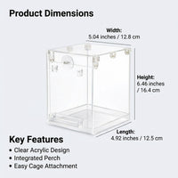 Bird Bath Box for Cage Hanging, Transparent Square Bird Bath Tub for Small Birds #variant:Transparent