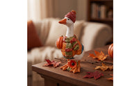 Duck Figurine with Pumpkin Rustic Ornaments Festive Decorations for Mantel