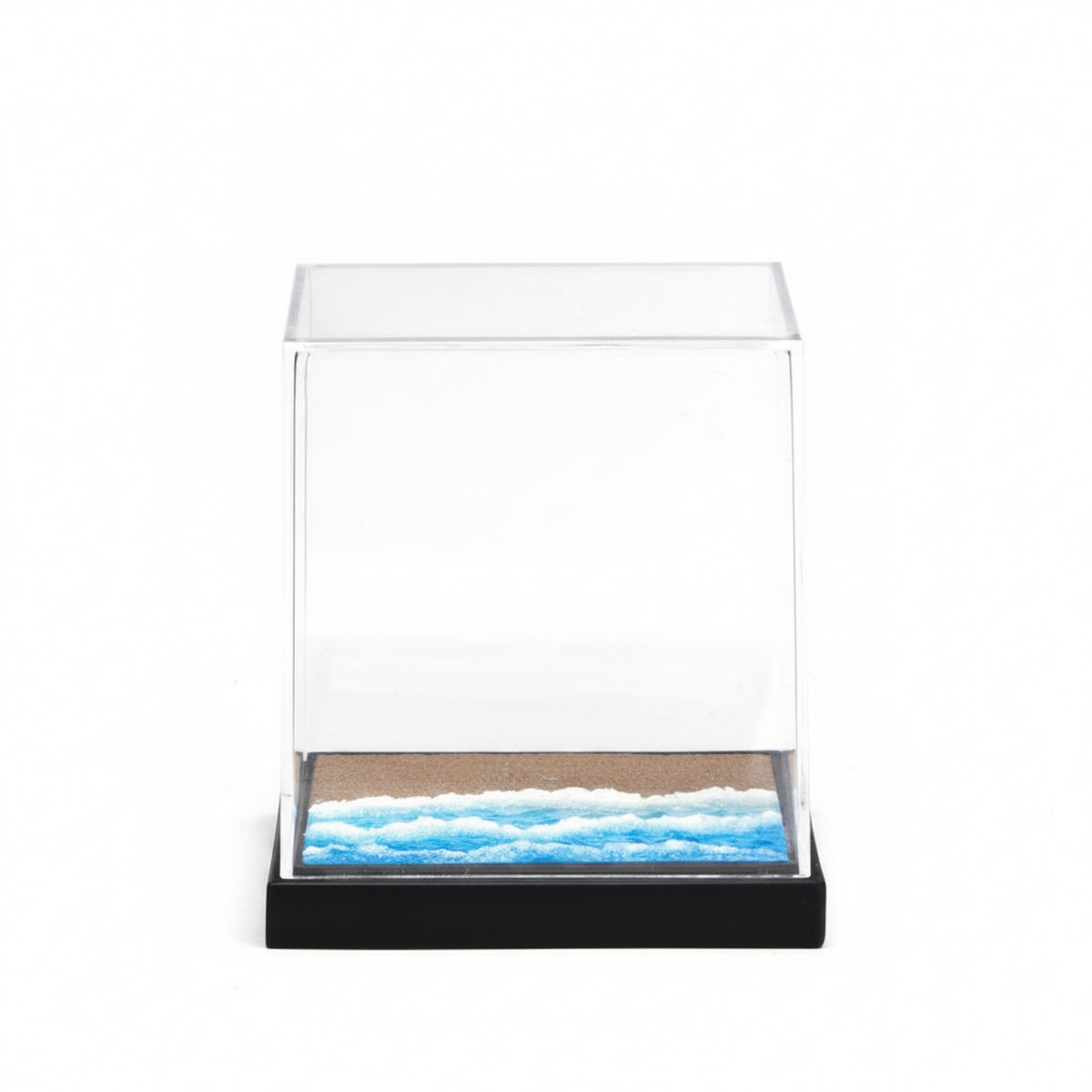 Diorama Display Box Transparent Beach Diorama Black Base Miniature Display Case