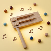 Wood Instrument Block with Handle Hardwood Resonant Percussion Instrument for Young Children