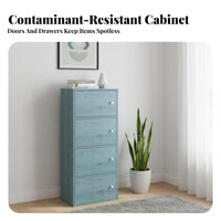 Multi-Tier Compartment Unit Simple Assembly Bookshelf with Doors Large Capacity
