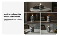 Gothic Electronic Candle | Glowing Flame-flickering bulb, Antique Silver Finish, cranium Candle, for Halloween