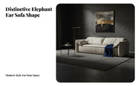 Nordic Design Elephant Ear Armrest Sofa technical Fabric Upholstered Multi-Person Sofa Small Space space-efficient Couch Padded Armrests for Families, Homeowners, Young Adults, Apartment, Studio Flat, Lounge Area, Bedroom